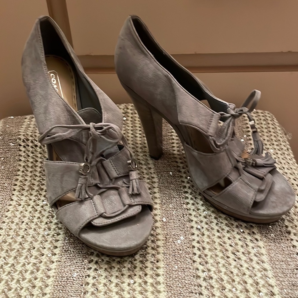 Coach vegan gray suede platform/sz 9